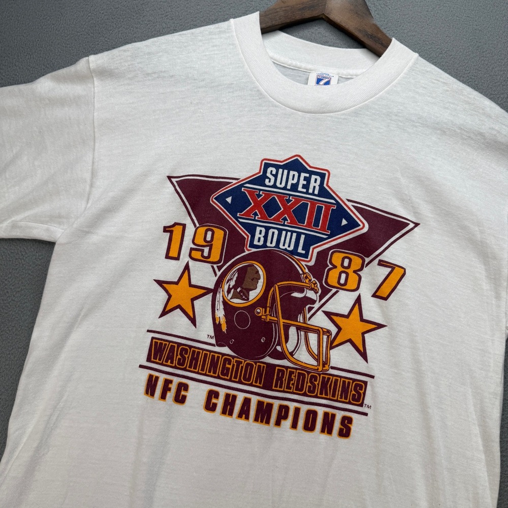 VTG Washington Redskins T Shirt Mens L White Super Bowl XXII 87 Single Stitch